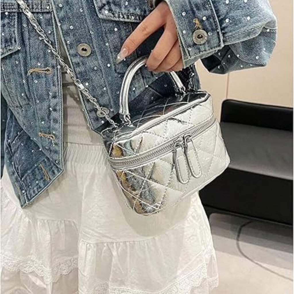 Neiman Marcus Silver Top Handle Crossbody Bag